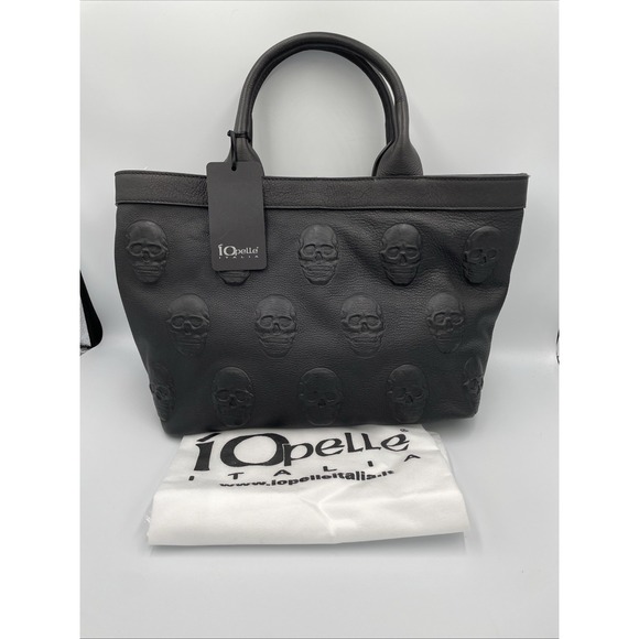 Pelle Handbags - NWT IO Pelle‎ Italia Skull Black Crossbody Bag Leather Made in Italy NEW